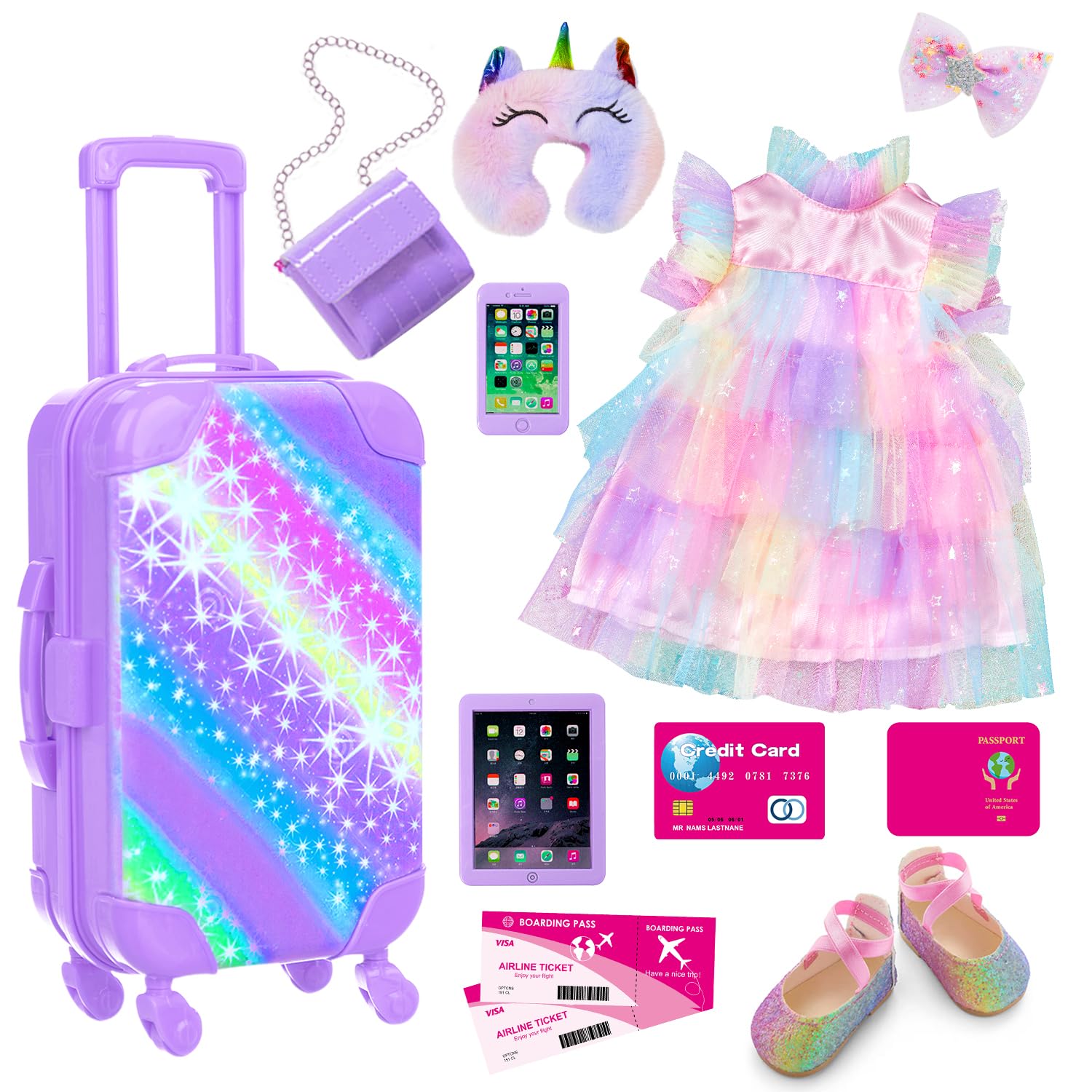 Amazon.com: ZITA ELEMENT American 18 Inch Doll Suitcase and